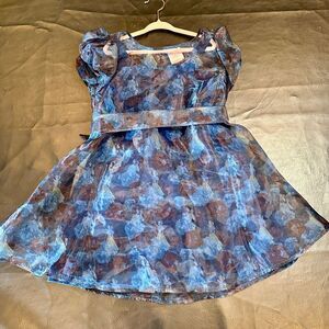 Snow White Disney Double Layer Blue Dress Girls Sz 5/6 NWOT